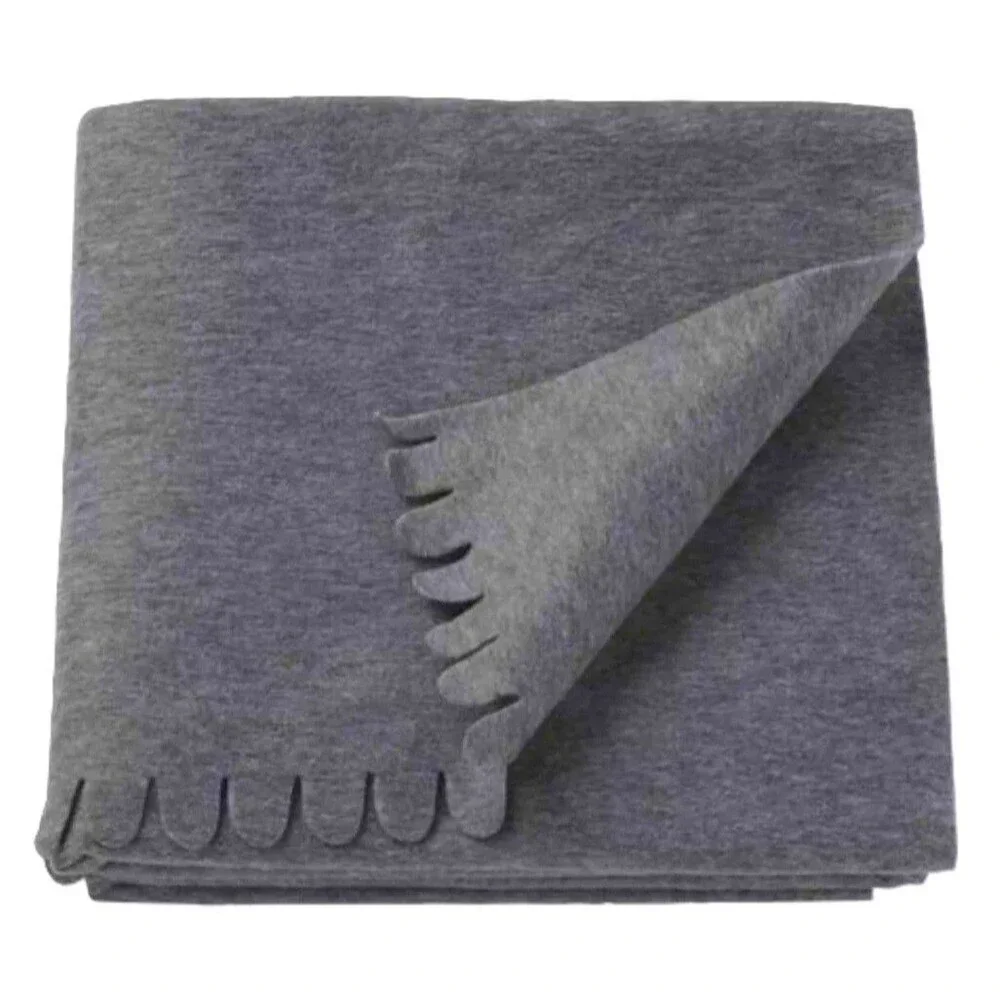 NEW Ikea Polarvide Fleece Blanket Gray Polyester Scalloped Edge 51